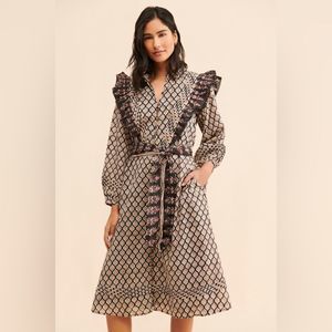 Cleobella Black and Cream Midi Dress